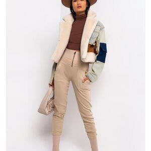 AKIRA Label Makin It Blend Denim Shearling Crop Jacket
